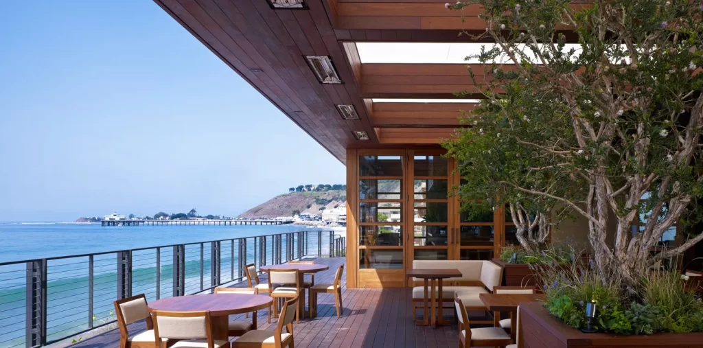 Nobu Malibu Restaurant, Studio PCH, (Malibu, CA)  Malibu restaurants,  Architecture exterior, California travel road trips